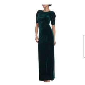 Jessica Howard Dark Green Velvet Maxi Dress